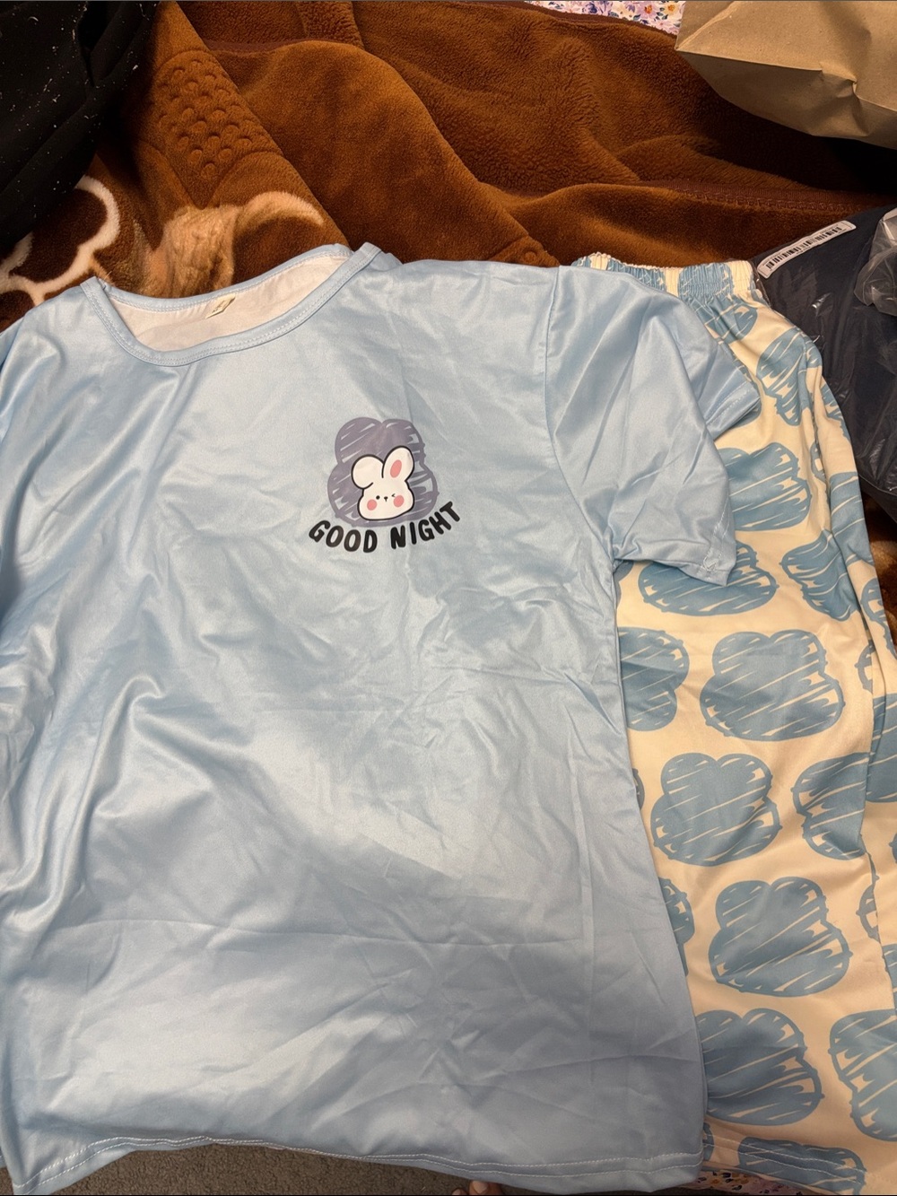 Kids 'Good Night' Blue Cloud Pajama Set
